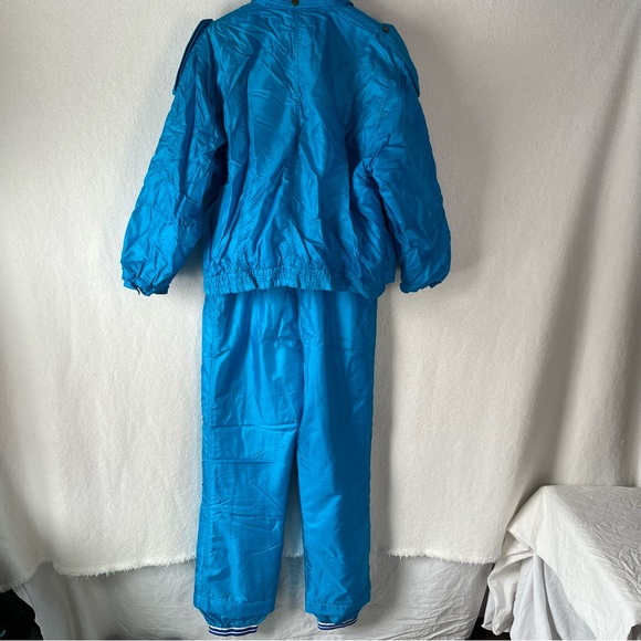 Vintage 80’s Skimer Paris 2pc matched set ski suit bright blue flawless made USA - Picture 2 of 16